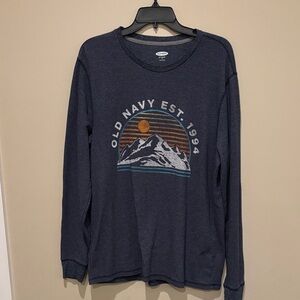 Old Navy Navy Mountain Graphic Long Sleeve Tee